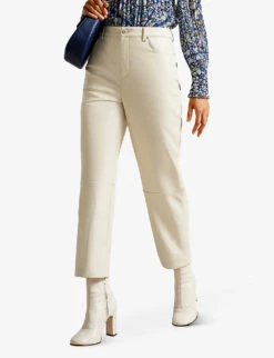 Ted Baker Plaider Straight-leg Mid-rise Faux-leather Trousers -Reiss Shop R04118498 NATURAL ALT02