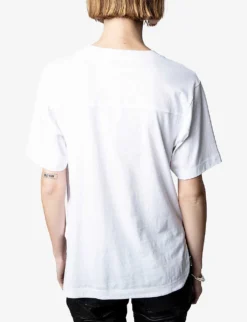 Zadig & Voltaire Crystal-embellished Cotton-jersey T-shirt -Reiss Shop R04118656 BLANC ALT03