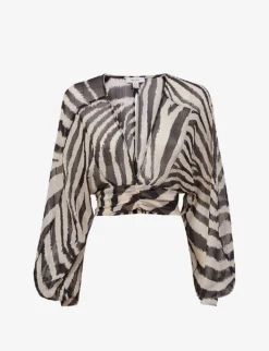 Reiss Farley Zebra-print Woven Blouse