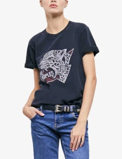 THE KOOPLES Leopard-print Crewneck Cotton-jersey T-shirt 7 THE KOOPLES Leopard-print Crewneck Cotton-jersey T-shirt -Reiss Shop R04121410 BLA55 ALT02