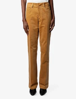 Zadig & Voltaire Pistol Flared-leg Mid-rise Velvet Trousers 7 Zadig & Voltaire Pistol Flared-leg Mid-rise Velvet Trousers -Reiss Shop R04121832 OCRE ALT02