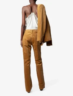 Zadig & Voltaire Pistol Flared-leg Mid-rise Velvet Trousers 8 Zadig & Voltaire Pistol Flared-leg Mid-rise Velvet Trousers -Reiss Shop R04121832 OCRE ALT03