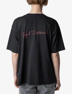 Zadig & Voltaire Brooxs Act For Love Slogan-print Cotton-jersey T-shirt -Reiss Shop R04121842 NOIR ALT03