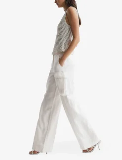 Reiss Robyn Patch-pocket Wide-leg Linen Trousers -Reiss Shop R04122262 WHITE ALT02