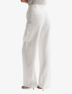 Reiss Robyn Patch-pocket Wide-leg Linen Trousers -Reiss Shop R04122262 WHITE ALT03