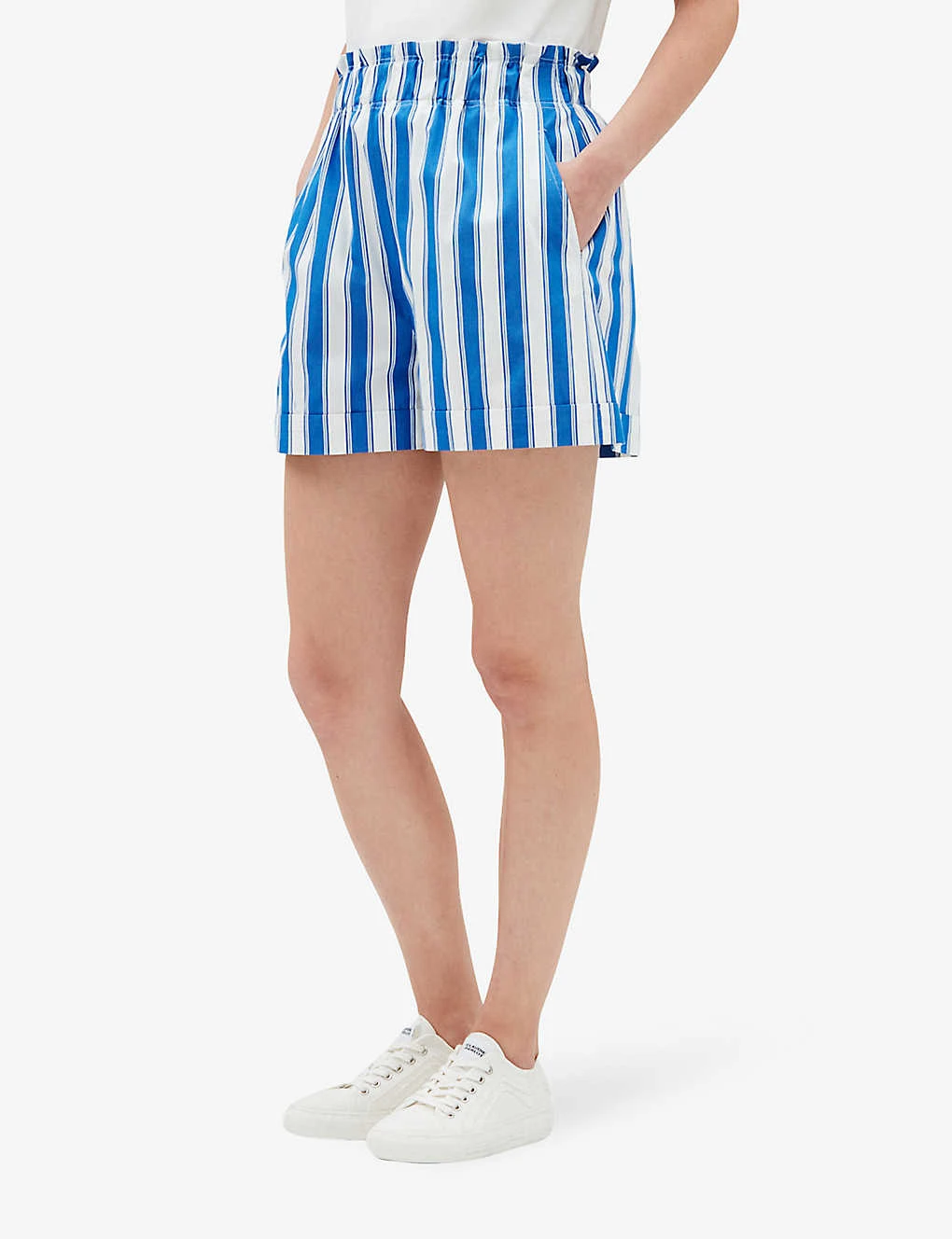 CLAUDIE PIERLOT Striped High-rise Cotton Shorts 3 CLAUDIE PIERLOT Striped High-rise Cotton Shorts - Image 3