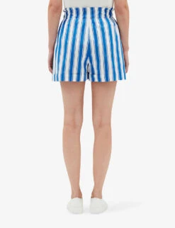 CLAUDIE PIERLOT Striped High-rise Cotton Shorts 8 CLAUDIE PIERLOT Striped High-rise Cotton Shorts -Reiss Shop R04122992 DIVERS ALT03