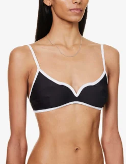 Caro Contrasting-trim Bikini Top -Reiss Shop R04124425 WHITEANDBLACK ALT04