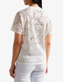 Ted Baker Floral Short-sleeved Woven T-shirt -Reiss Shop R04125147 WHITE ALT03