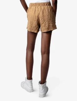 Zadig & Voltaire Paxi Crinkled Suede-leather Shorts 8 Zadig & Voltaire Paxi Crinkled Suede-leather Shorts -Reiss Shop R04125249 COGNAC ALT03