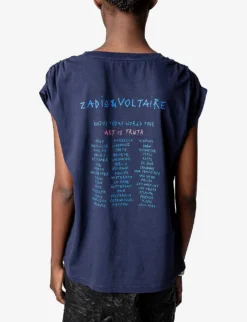 Zadig & Voltaire Adele Graphic-print Sleeveless Organic-cotton T-shirt 8 Zadig & Voltaire Adele Graphic-print Sleeveless Organic-cotton T-shirt -Reiss Shop R04125253 ENCRE ALT03