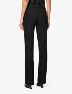 STELLA MCCARTNEY Crosshatch-textured Mid-rise Straight-leg Regular-fit Woven Trousers -Reiss Shop R04125575 BLACK ALT03