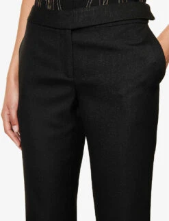 STELLA MCCARTNEY Crosshatch-textured Mid-rise Straight-leg Regular-fit Woven Trousers -Reiss Shop R04125575 BLACK ALT04