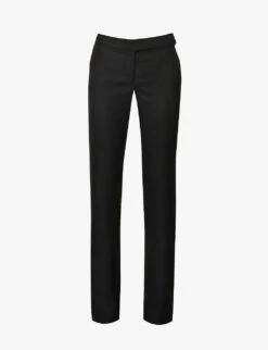 STELLA MCCARTNEY Crosshatch-textured Mid-rise Straight-leg Regular-fit Woven Trousers