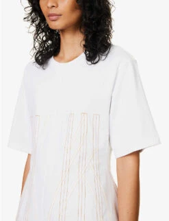 STELLA MCCARTNEY Corset-style Contrast-stitch Cotton T-shirt -Reiss Shop R04125585 PUREWHITE ALT04