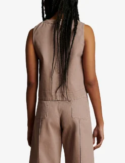 Soeur Pampa Boxy-shape Sleeveless Coated-canvas Top -Reiss Shop R04125742 PURPLE ALT02