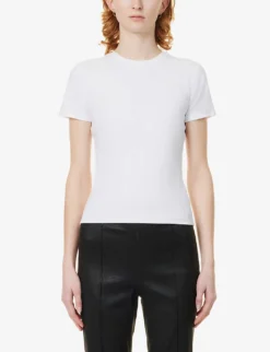 GOOD AMERICAN Baby Round-neck Stretch-cotton T-shirt -Reiss Shop R04125914 WHITE001 ALT02