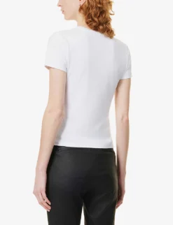 GOOD AMERICAN Baby Round-neck Stretch-cotton T-shirt -Reiss Shop R04125914 WHITE001 ALT03