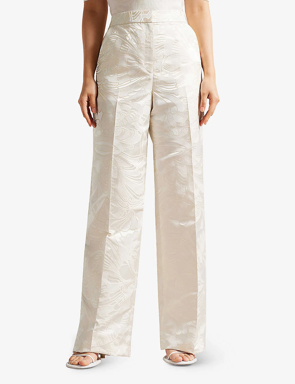 Ted Baker Floral-print Wide-leg High-rise Jacquard Trousers 3 Ted Baker Floral-print Wide-leg High-rise Jacquard Trousers - Image 3