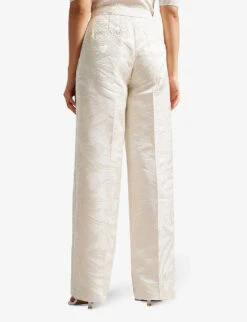 Ted Baker Floral-print Wide-leg High-rise Jacquard Trousers 7 Ted Baker Floral-print Wide-leg High-rise Jacquard Trousers -Reiss Shop R04126378 NATURAL ALT03
