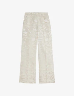 Ted Baker Floral-print Wide-leg High-rise Jacquard Trousers