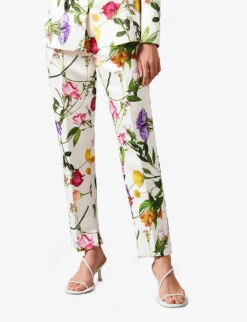 Ted Baker Ziaaht Floral-print Tapered Woven Trousers -Reiss Shop R04126382 WHITE ALT02