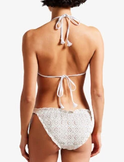 Ted Baker Layleta Frilled-trim Lace-effect Stretch-woven Bikini Bottoms -Reiss Shop R04126384 WHITE ALT03