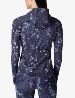 Sweaty Betty Super Soft Zip-through Stretch-woven Hoody -Reiss Shop R04127205 BLUELEOPARDPRINT ALT03
