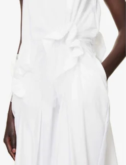 Gathered Longline Cotton-jersey Top -Reiss Shop R04127328 WHITE ALT05