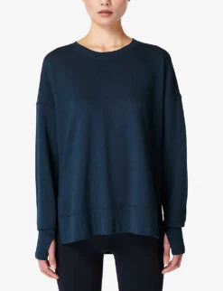 Sweaty Betty After Class Relaxed-fit Cotton-blend Jumper -Reiss Shop R04127368 NAVYBLUE ALT02
