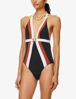 Max Mara Cristel Halterneck Logo-plaque Swimsuit 7 Max Mara Cristel Halterneck Logo-plaque Swimsuit -Reiss Shop R04127757 BLACK ALT02