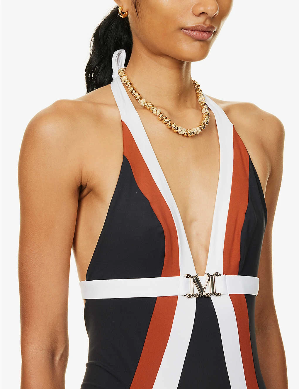 Max Mara Cristel Halterneck Logo-plaque Swimsuit 5 Max Mara Cristel Halterneck Logo-plaque Swimsuit - Image 5