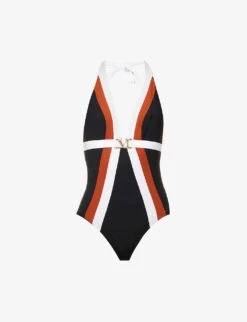 Max Mara Cristel Halterneck Logo-plaque Swimsuit