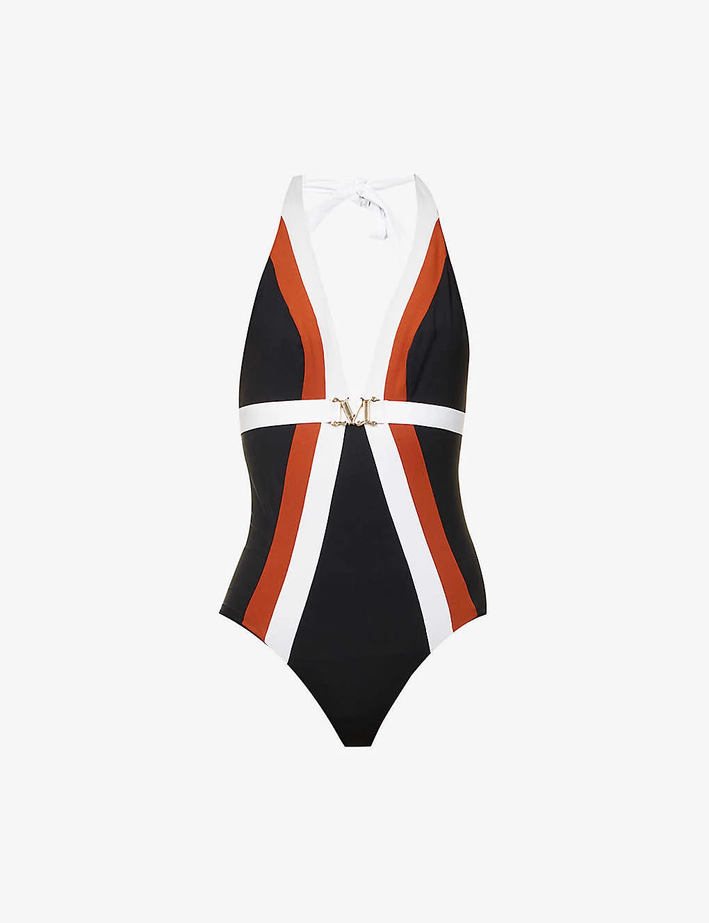 Max Mara Cristel Halterneck Logo-plaque Swimsuit 1 Max Mara Cristel Halterneck Logo-plaque Swimsuit