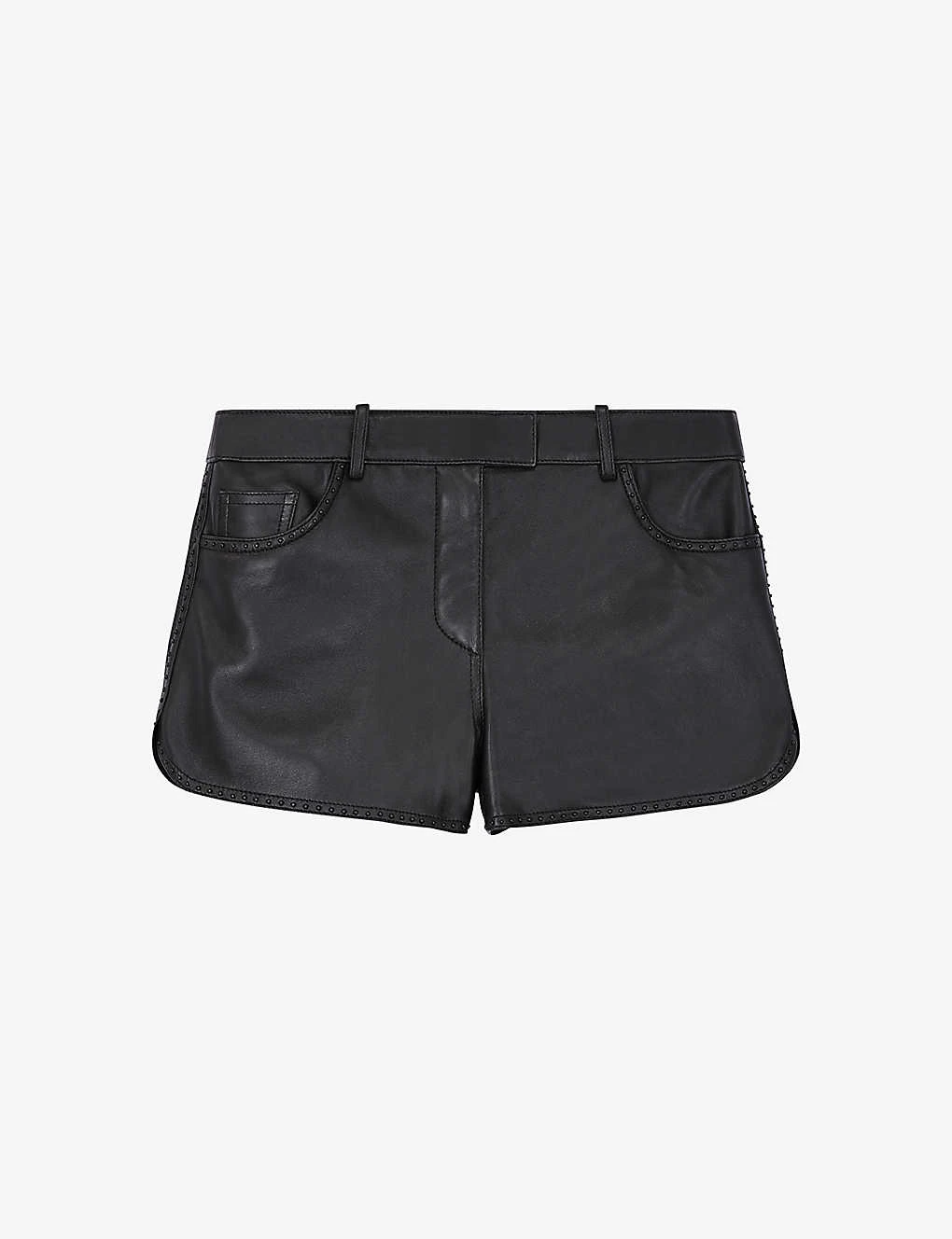 THE KOOPLES Stud-embellished Five-pocket Leather Short 1 THE KOOPLES Stud-embellished Five-pocket Leather Short