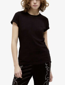 THE KOOPLES Logo-embroidered Cotton T-shirt -Reiss Shop R04129078 BLA01 ALT02