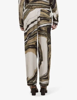 THE KOOPLES Abstract Marble-print Silk Trousers -Reiss Shop R04131170 BEI16 ALT03