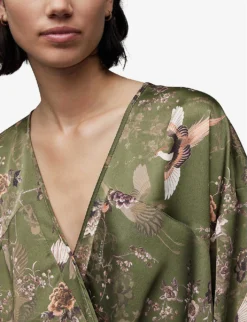 AllSaints Penny Peggy V-neck Regular-fit Recycled-polyester Top -Reiss Shop R04131450 KHAKIGREEN ALT04