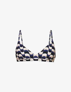 Seafolly Modern Abstract-print Recycled-nylon-blend Bikini Top
