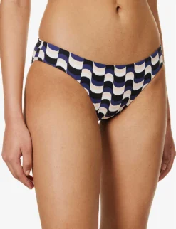 Seafolly Modern Abstract-print Recycled-nylon-blend Bikini Bottoms -Reiss Shop R04131537 BLACK ALT02
