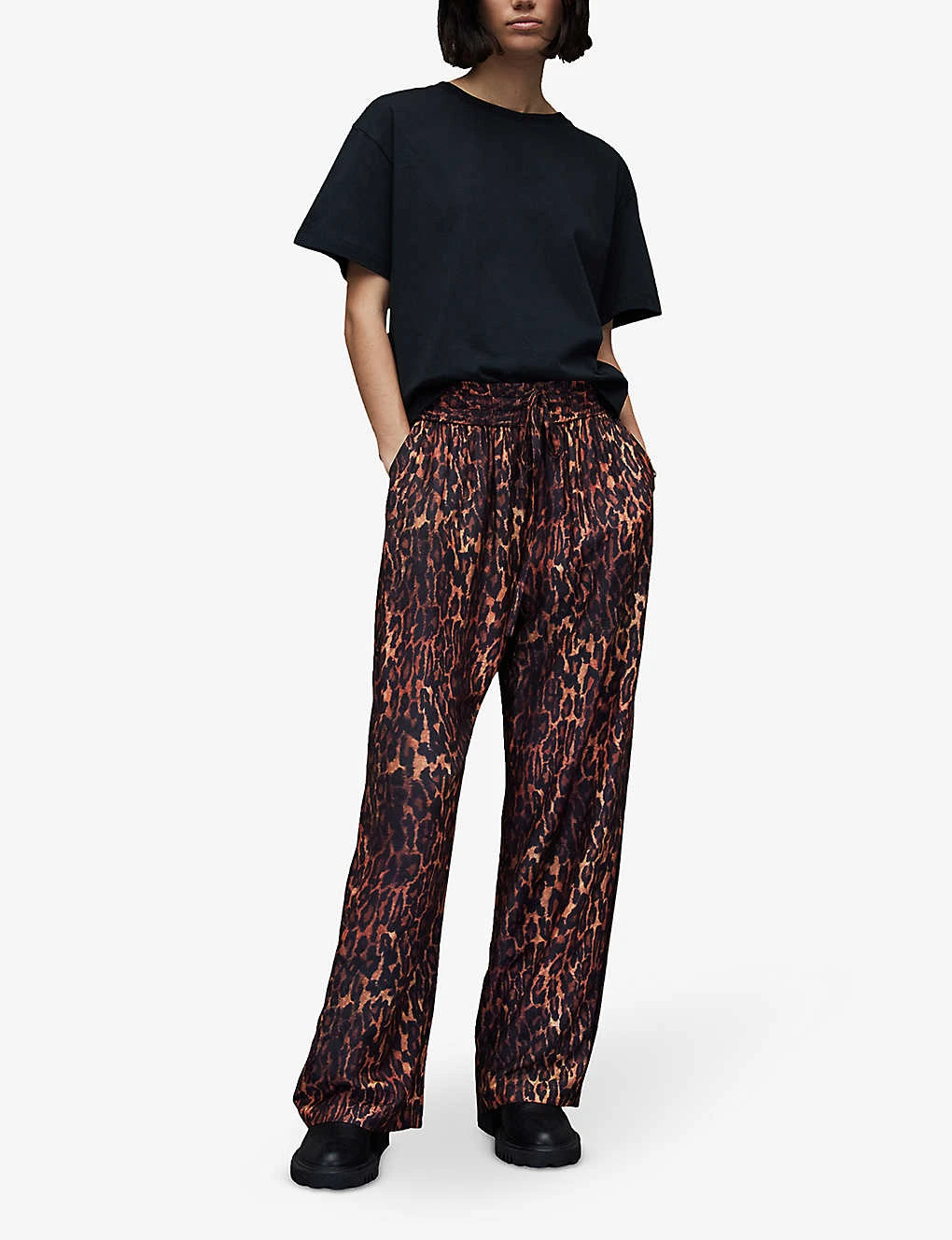 AllSaints Tyler Leopard-print Wide-leg Mid-rise Woven Trousers 2 AllSaints Tyler Leopard-print Wide-leg Mid-rise Woven Trousers - Image 2