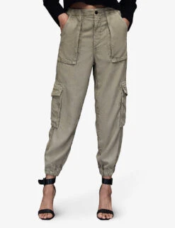 AllSaints Frieda Tapered-leg High-rise Woven Cargo Trousers -Reiss Shop R04131586 WASHEDOLIVEG ALT02
