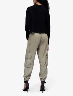 AllSaints Frieda Tapered-leg High-rise Woven Cargo Trousers -Reiss Shop R04131586 WASHEDOLIVEG ALT03