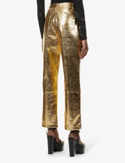 Lupe Metallic Wide-leg High-rise Faux-leather Trousers -Reiss Shop R04132246 GOLD ALT03