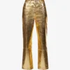 Lupe Metallic Wide-leg High-rise Faux-leather Trousers