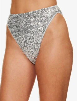 OSEREE Sequin-embellished High-rise Bikini Set -Reiss Shop R04132778 SILVER ALT03