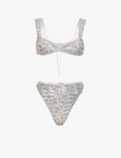OSEREE Sequin-embellished High-rise Bikini Set