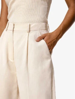 By Malina Carlotta Wide-leg High-rise Woven Trousers -Reiss Shop R04133194 VANILLA ALT04