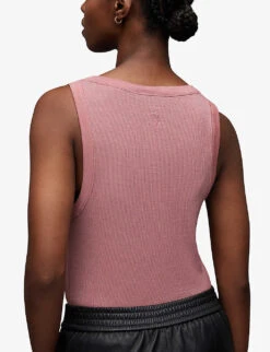 AllSaints Rina Round-neck Stretch-woven Tank Top -Reiss Shop R04134780 SOFTPINK ALT03