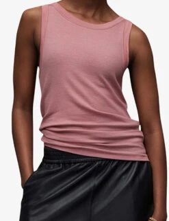 AllSaints Rina Round-neck Stretch-woven Tank Top -Reiss Shop R04134780 SOFTPINK ALT04